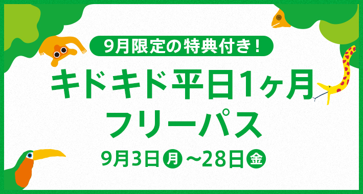 9月限定の特典付き！キドキド平日1ヶ月フリーパス