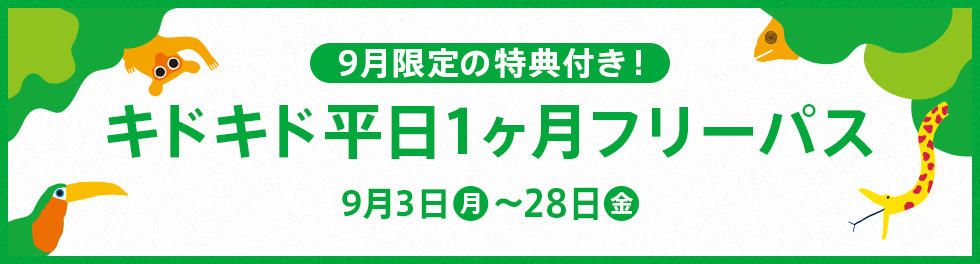 9月限定の特典付き！キドキド平日1ヶ月フリーパス