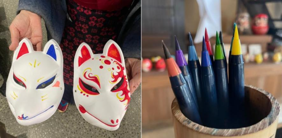 きつねのお面に色を付けよう！絵付け体験ワークショップ